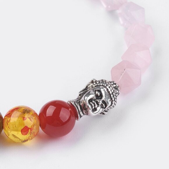 Zen Softly faceted Natural rose quartz Chakra Yoga stretch Bracelet - Picture 2 of 3